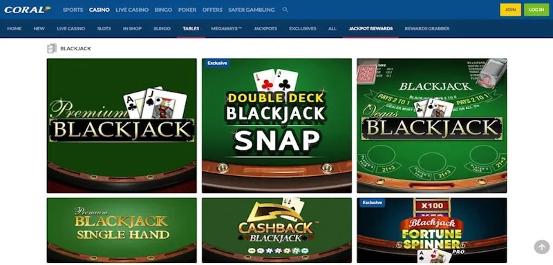 Coral blackjack screenshot