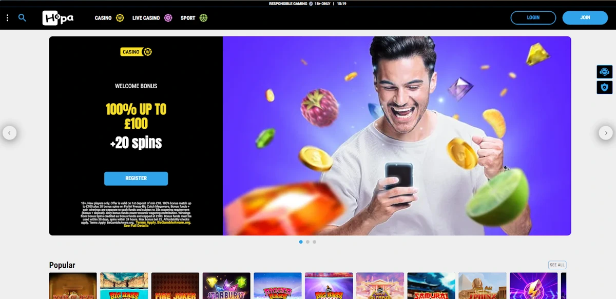 Hopa Casino Screenshot