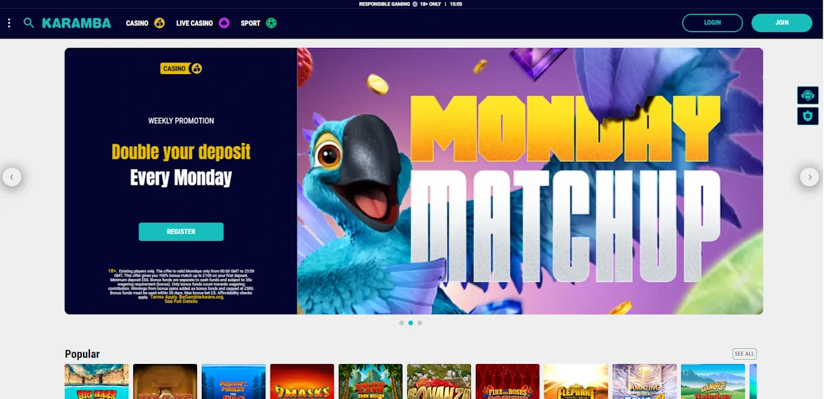 Karamba Casino UK Screenshot