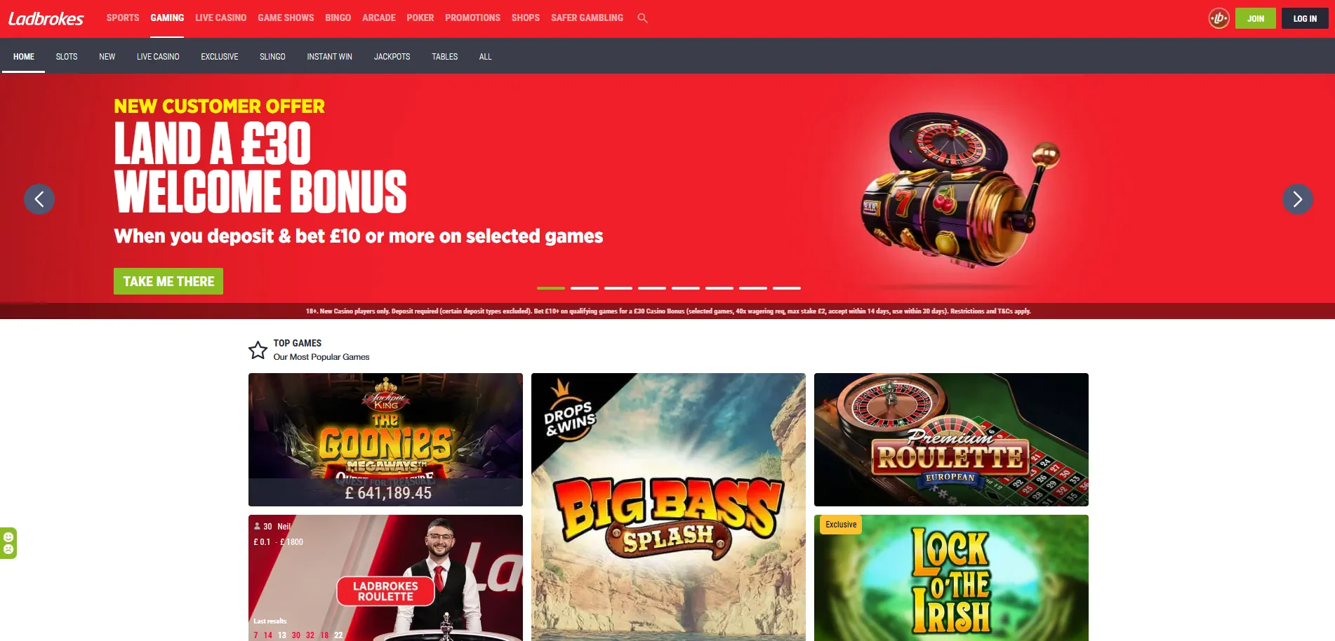 Ladbrokes Casino UK Screenshot