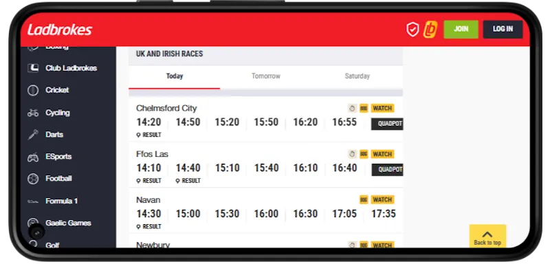 Ladbrokes horse app Screenshot