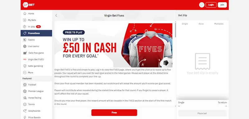 Virgin Bet Fives