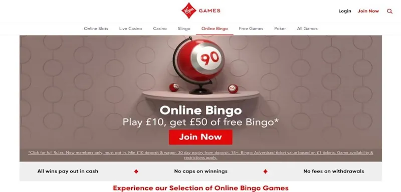 Virgin Games bingo screenshot