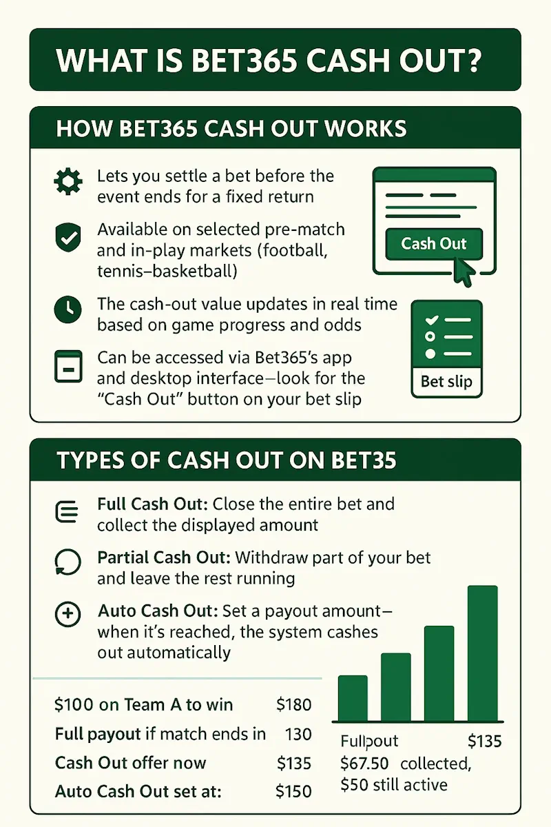 What is Bet365 Cash Out infographic