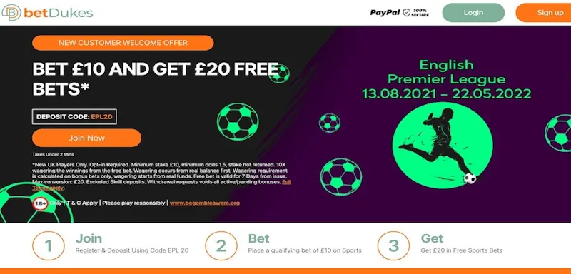 BetDukes offer screenshot