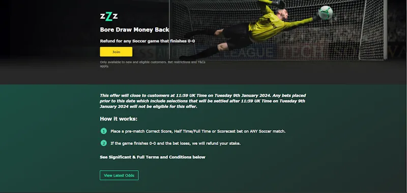 Bore Draw Money Back bet365 screenshot