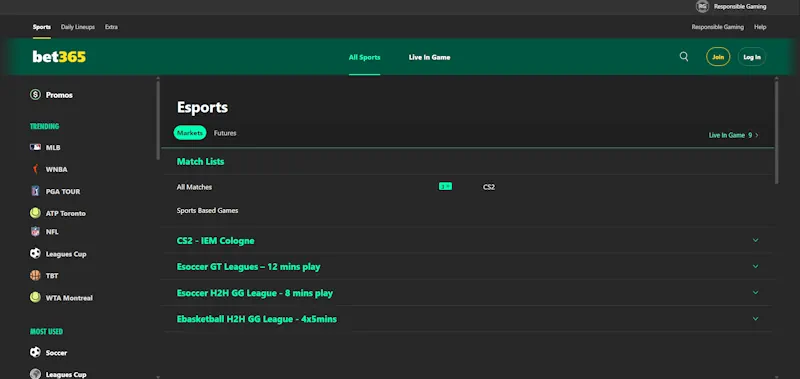 bet365 esports screenshot