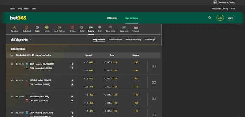 bet365 esports live in game screenshot