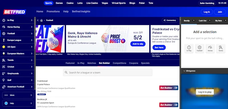 Betfred Bet Builder screenshot