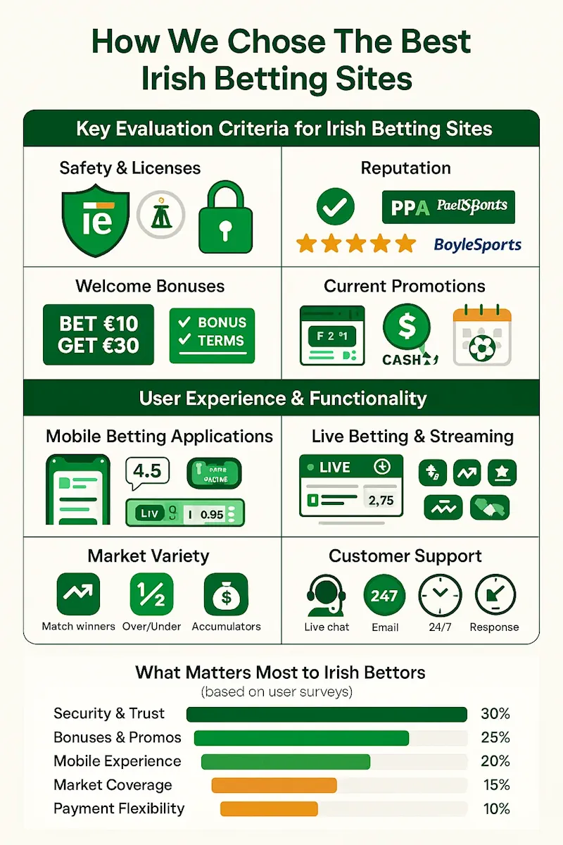 how we choose the best irish betting sites infographic