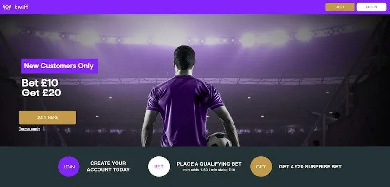 Kwiff offer screenshot