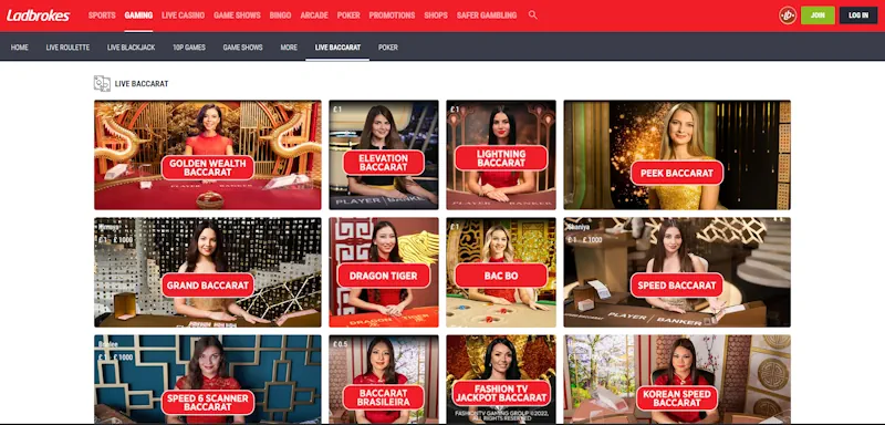 ladbrokes baccarat screenshot