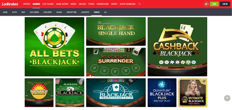 ladbrokes blackjack screenshot
