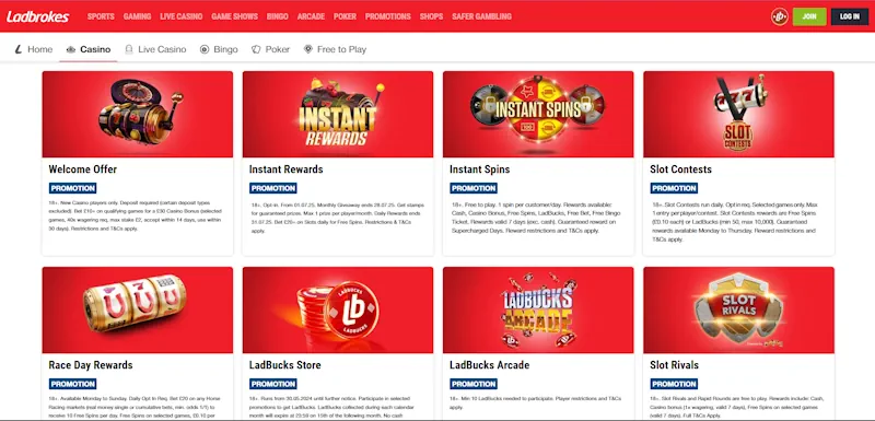 ladbrokes Casino Bonuses screenshot