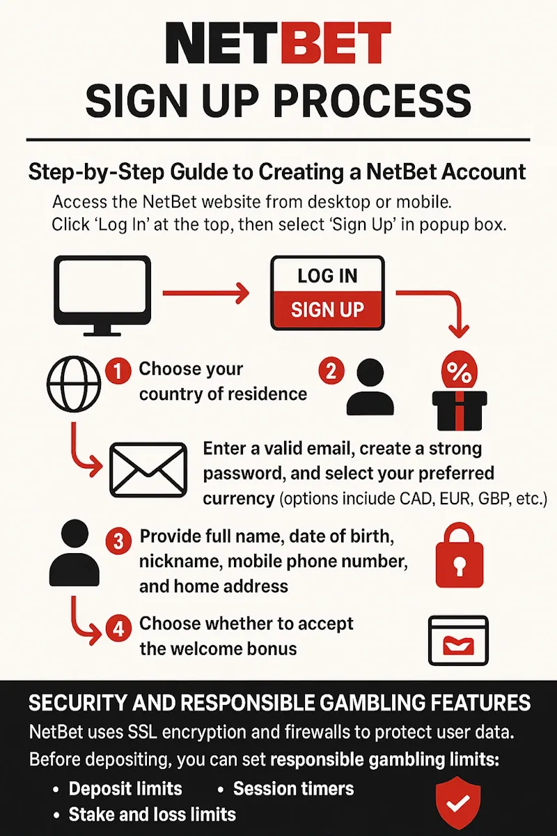 NetBet Sign Up Process infographic