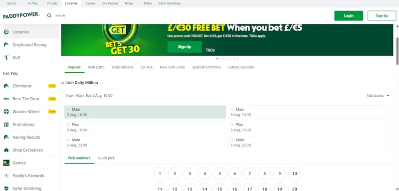 Paddy Power Lotter screenshot