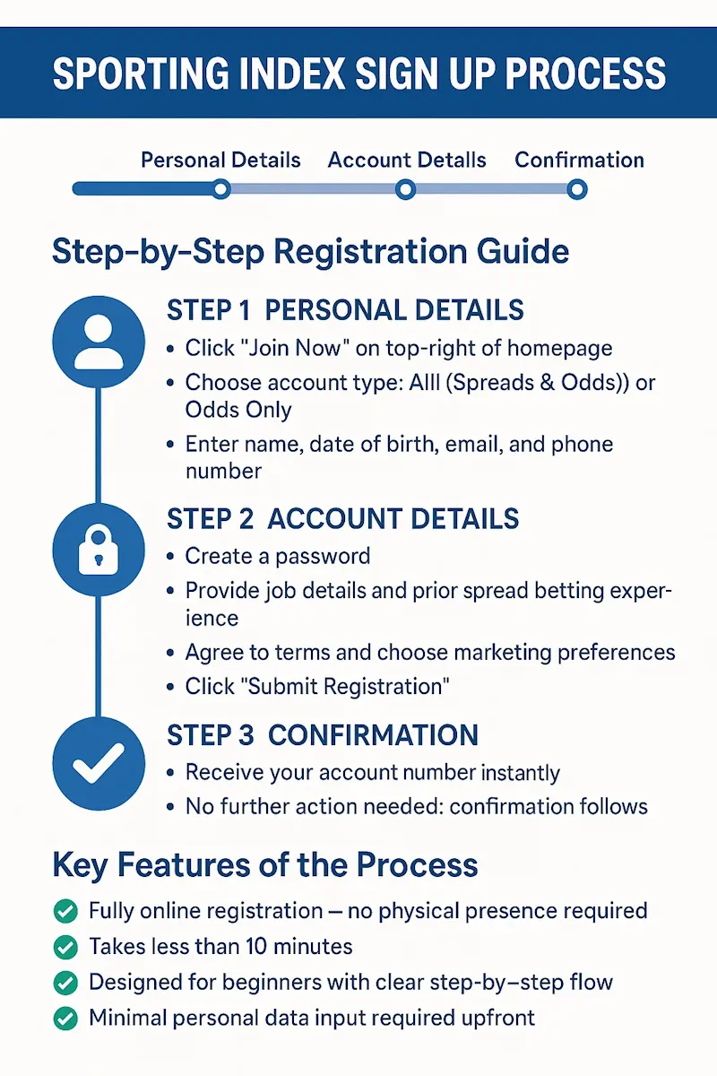 Sporting Index Sign Up Process infographic