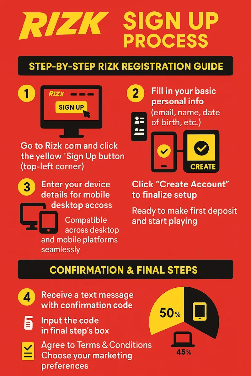 Rizk Sign Up Proces infographic