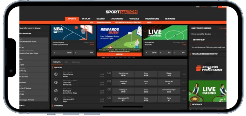 SportNation Mobile Betting screenshot