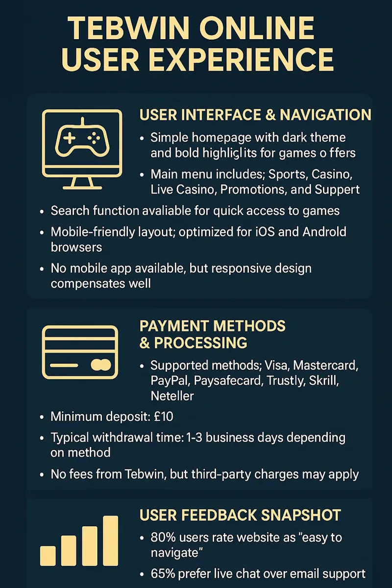 Tebwin Online User Experience infographic