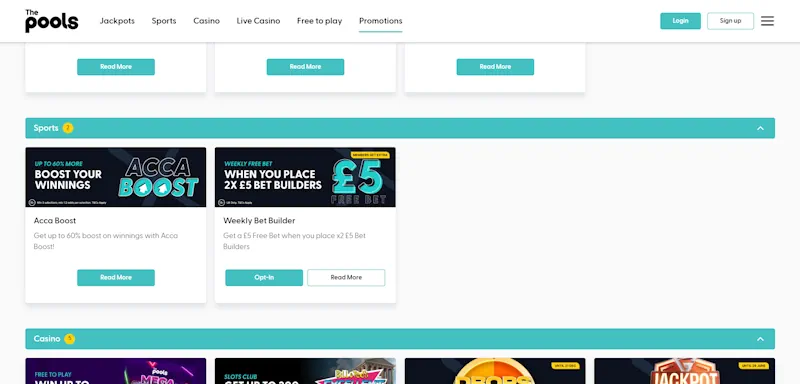 The Pools Regular Promotions screenshot
