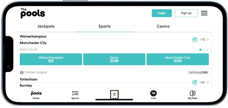 the Pools Mobile Betting App screenshot