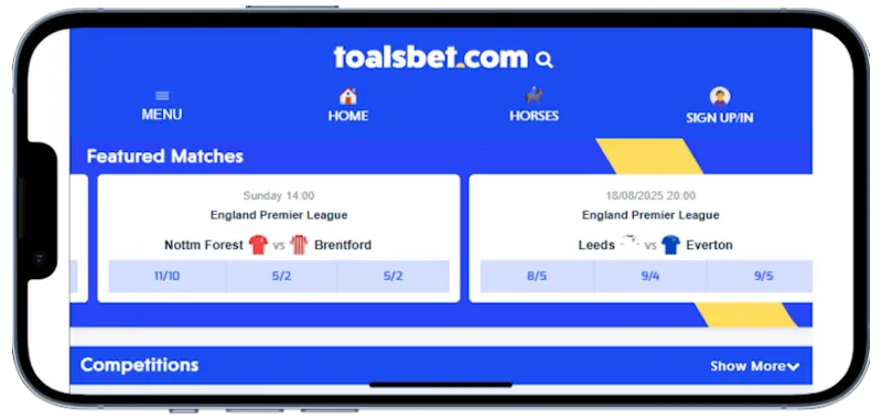 Toals Mobile Betting And Sports App Screenshot
