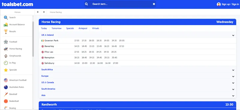 toals Bookmaker Features screenshot