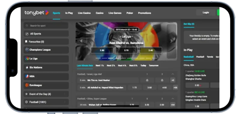 TonyBet App And Mobile Betting Screenshot