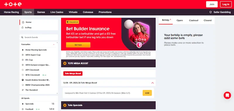 Totesport Bookmaker Features Screenshot 