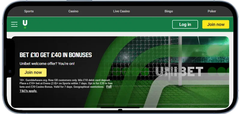 Unibet Sports App And Mobile Betting Screenshot