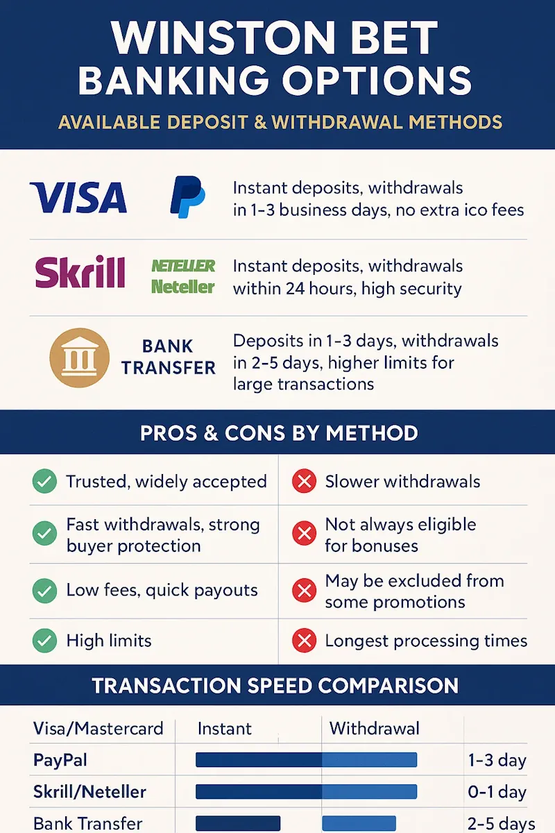 Winston Bet Banking Options infographic