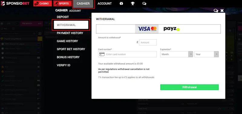 SponsioBet Banking Options Screenshot_1