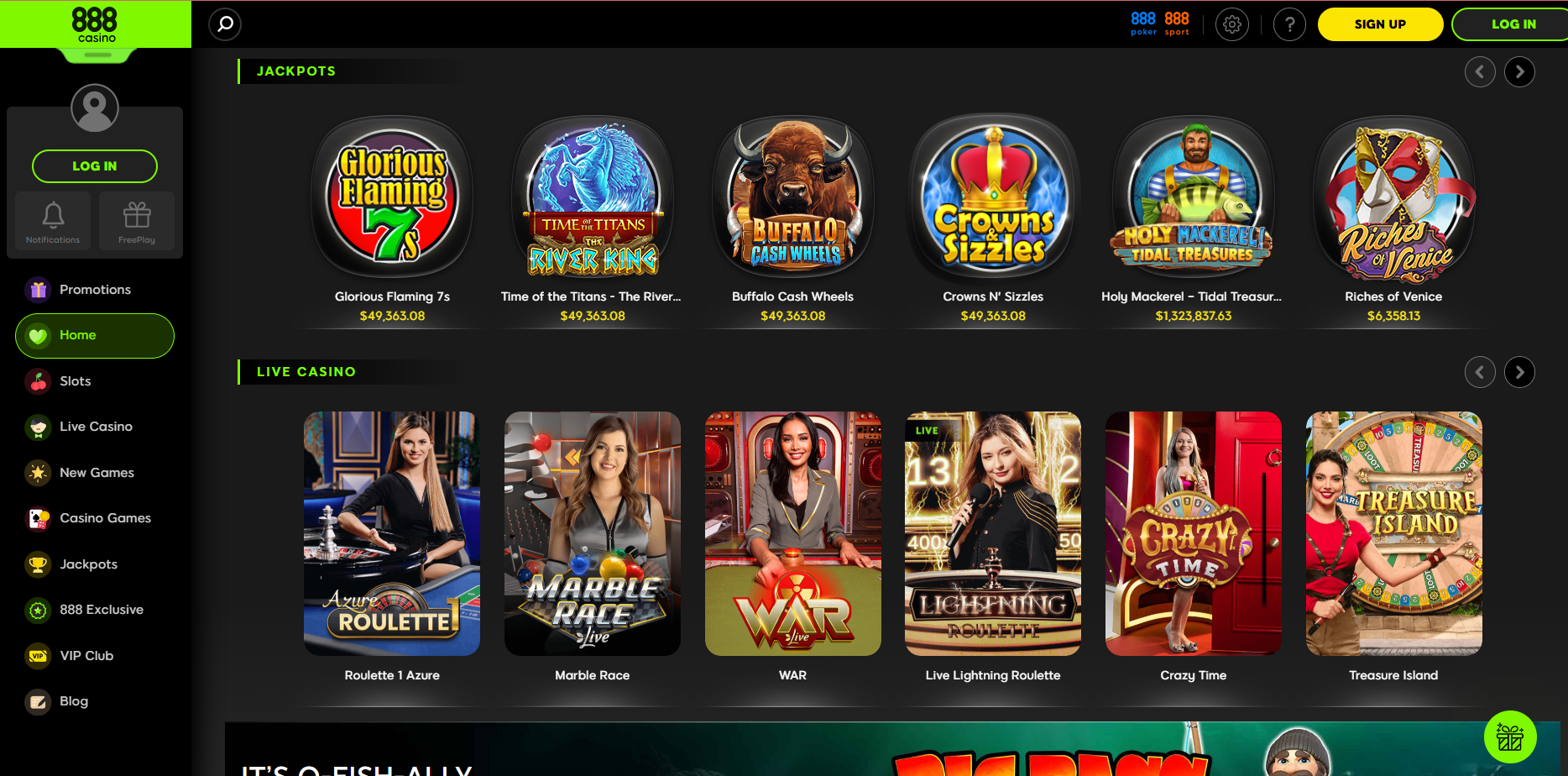 888casino Live Page