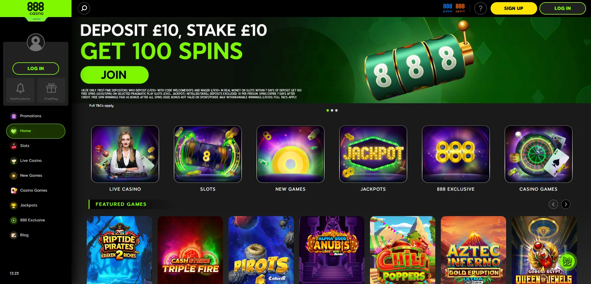 888casino Live Page