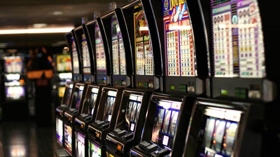 Row of slot machines in a casino